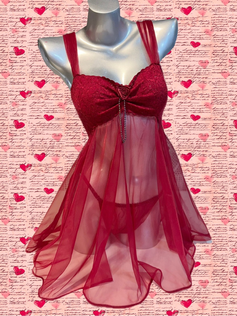 VINTAGE 80s negligee lingerie set babydoll nighty tip mini dress string bikini